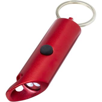 Flare RCS recycled aluminium IPX LED light and bottle opener with keychain Red