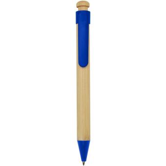 Rattan bamboo and recycled plastic ballpoint pen (black ink) Aztec blue