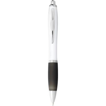 Nash ballpoint pen with white barrel and coloured grip White/black