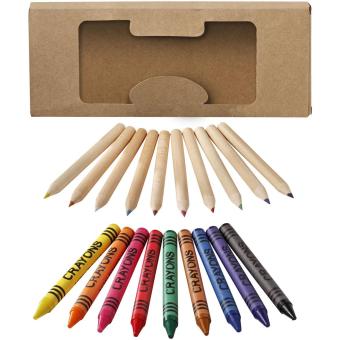 Lucky 19-piece coloured pencil and crayon set Nature