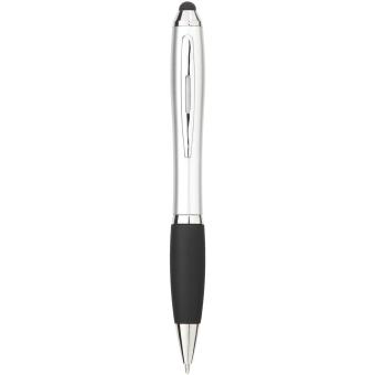 Nash coloured stylus ballpoint pen with black grip Silver/black