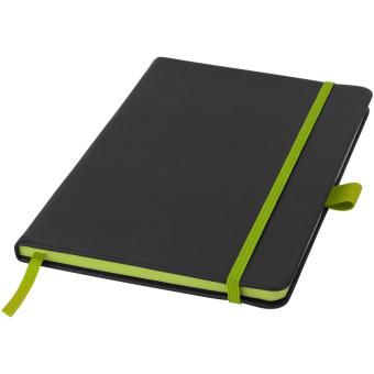 Colour-edge A5 hard cover notebook, black Black, lime