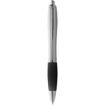 Nash ballpoint pen silver barrel and coloured grip (blue ink) Silver/black
