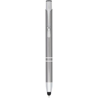 Moneta anodized aluminium click stylus ballpoint pen Silver grey