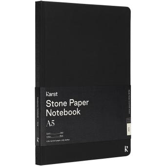 Karst® A5 Steinpapier Notizbuch mit festem Einband - kariert Schwarz