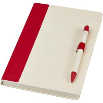 Dairy Dream A5 size reference recycled milk cartons notebook and ballpoint pen set Red