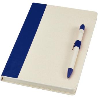 Dairy Dream A5 size reference recycled milk cartons notebook and ballpoint pen set Aztec blue