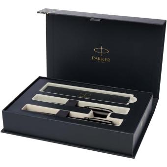 Parker IM achromatic ballpoint and rollerball pen set with gift box (black/blue ink) Black