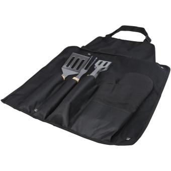 Gril 3-piece BBQ tools set and glove Black