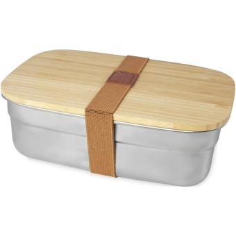 Tite stainless steel lunch box with bamboo lid Silver