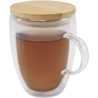Leona 350 ml Glasbecher mit Bambusdeckel Transparent