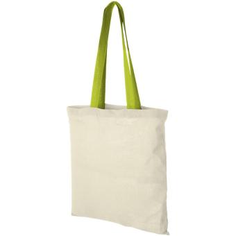Nevada 100 g/m² cotton tote bag coloured handles 7L Lime