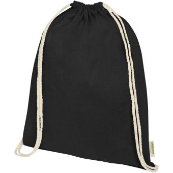 Orissa 140 g/m² organic cotton drawstring bag 5L Black