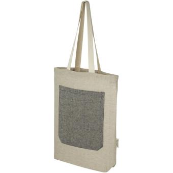 Pheebs 150 g/m² recycled cotton tote bag with front pocket 9L, nature Nature,black