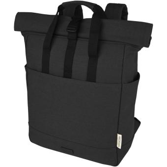 Joey 15" GRS Rolltop Laptoprucksack aus recyceltem Canvas 15 L Schwarz