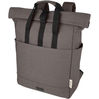 Joey 15” GRS recycled canvas rolltop laptop backpack 15L Convoy grey
