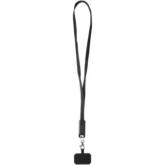 Franz 5 in 1 Lanyard Kabel aus recyceltem Kunststoff für Smartphones mit integrierter Datensynchronisierung und 65 W Schnellladefunktion Schwarz