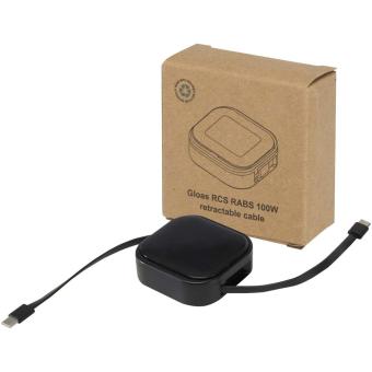 Gloas Aufrollbares 5 in 1 Kabel aus Recyclingmaterial mit Datensynchronisierung und 100 W Schnellladefunktion sowie Smartphone Toolkit Schwarz