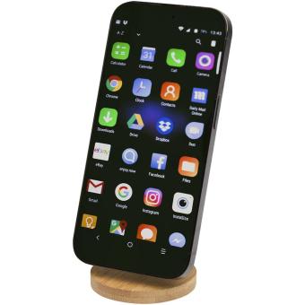 Alcor recycled plastic foldeable magnetic phone stand with bamboo details Black