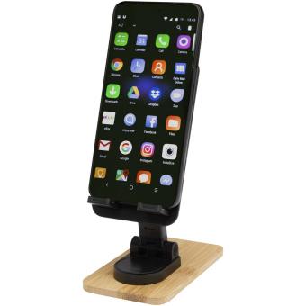 Alfirk recycled plastic foldeable desk phone stand with bamboo details Black