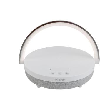Prixton 4-in-1 10W Bluetooth® Lautsprecherleuchte mit LED und kabelloser Ladestation Weiß