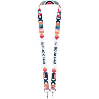 Leia Sublimation RPET-Lanyard mit 2 Metallhaken, weiß Weiß | 10mm
