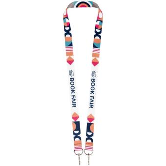 Leia sublimation RPET lanyard with 2 keyrings, white White | 10mm