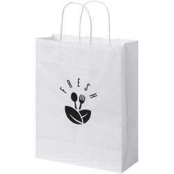 Kraftpapiertasche 80 g/m² mit gedrehten Griffen – 25 × 11 × 32 cm Weiß