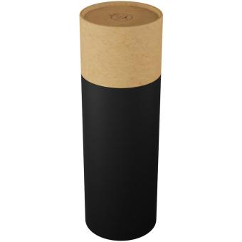 SCX.design D21 550 ml borosilicate glass bottle with recycled silicone sleeve and bamboo lid Black