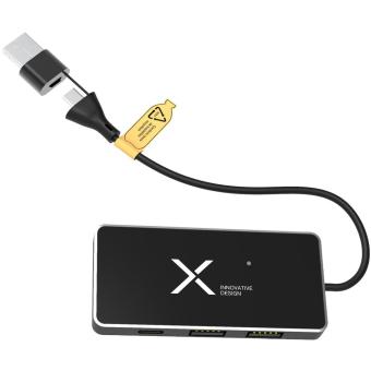 SCX.design H20 8-in-1 USB-Hub mit dualem Eingang und 6 Ports und Leuchtlogo Schwarz