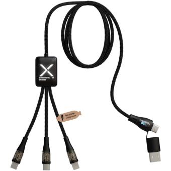 SCX.design C51 60W 5-in-1-Schnellladekabel aus rPET mit Display Schwarz