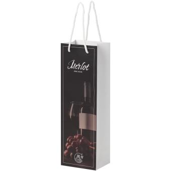 Handmade 170 g/m2 integra paper wine bottle bag with plastic handles 