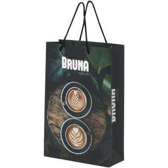 Handmade 170 g/m2 integra paper bag with plastic handles - large White/black