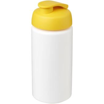 Baseline® Plus grip 500 ml Sportflasche mit Klappdeckel Weiß/gelb