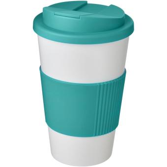 Americano® 350 ml tumbler with grip & spill-proof lid Pastell blue/white
