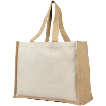 Varai 320 g/m² canvas and jute shopping tote bag 23L Nature