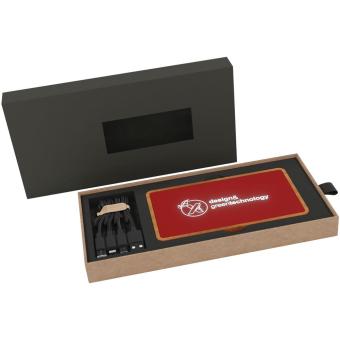 SCX.design P36 5000 mAh kabellose Powerbank mit Leuchtlogo, Mittelrot Mittelrot, Holz