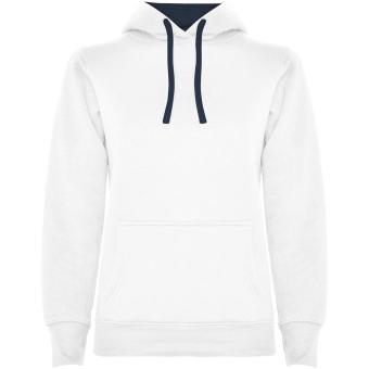 Urban women's hoodie, white, navy blue White, navy blue | L