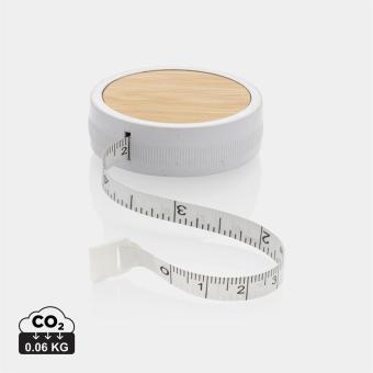 XD Collection RCS recycled plastic & bamboo tailor tape White/brown