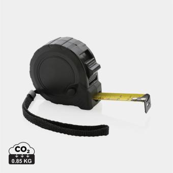 XD Collection 5m/19mm Maßband mit Stop-Taste aus RCS recycelt. Kunststoff Schwarz