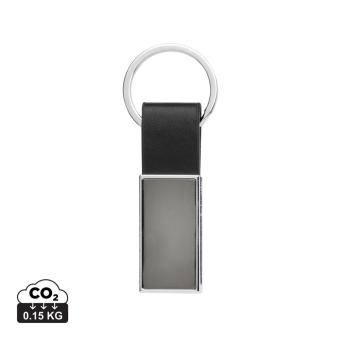 XD Collection Luxury PU keychain RCS recycled zinc alloy Black