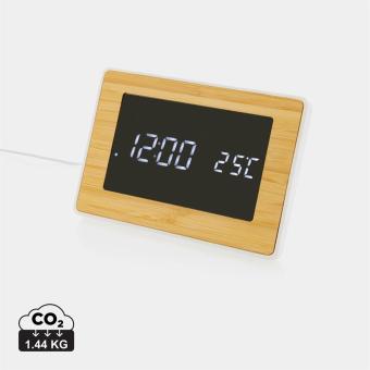 XD Collection Utah RCS recycled plastic and bamboo LED clock Brown