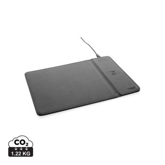 Swiss Peak RCS recycled PU 10W wireless charging mousepad Black