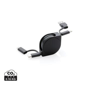 XD Collection 6-in-1 Kabel aus TPE und RCS Standard recyceltem Kunststoff Schwarz