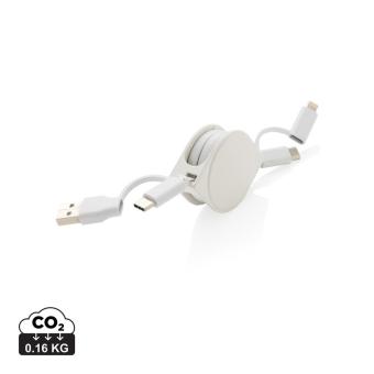 XD Collection RCS standard recycled plastic and TPE 6-in-1 cable White