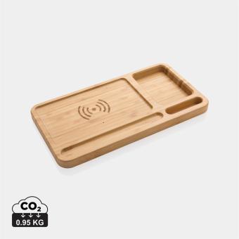 XD Collection Bamboo desk organiser 10W wireless charger Brown