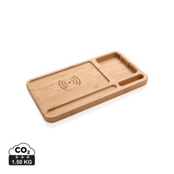 XD Collection Bamboo desk organiser 5W wireless charger Brown