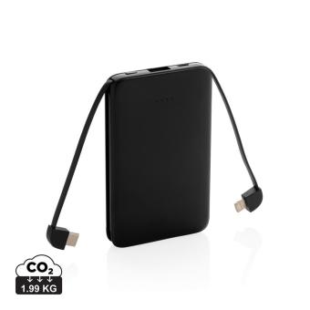 XD Collection 5.000 mAh Pocket Powerbank with integrated cables 