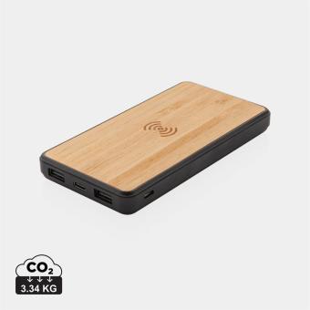 XD Collection RCS recycled plastic 8000 mAh Wireless Powerbank Brown