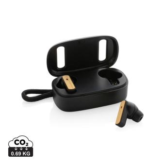 XD Collection RCS recycled plastic & bamboo TWS earbuds Black